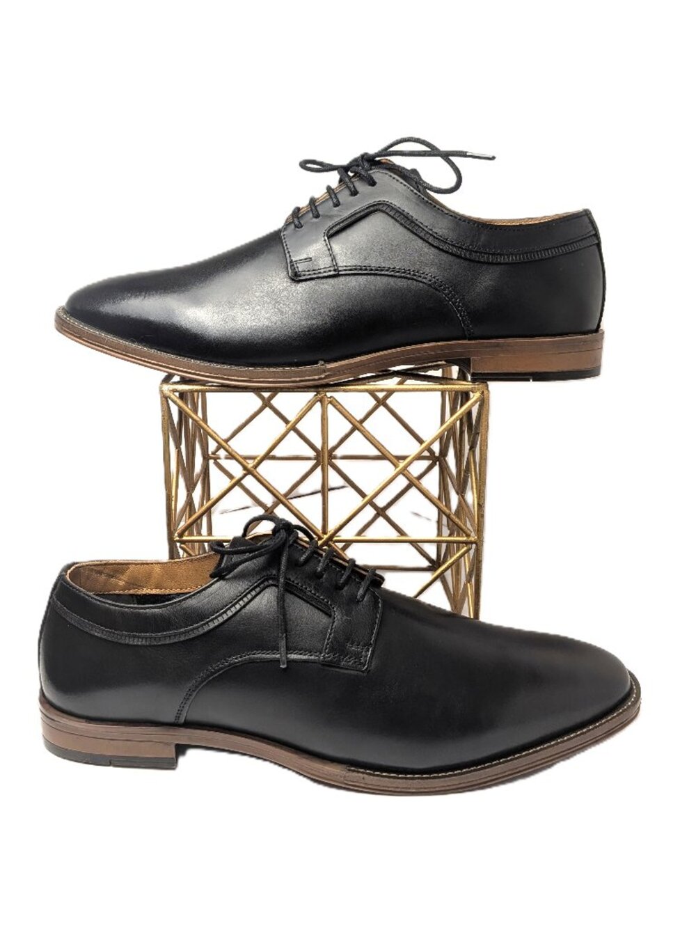 Franco Fortini Bradley Black Leather Oxford Dress Shoes Men's 10.5 NWOB